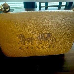 COACH Embossed Jes Messenger Crossbody Bag Saddle with Gold. Excellent condition